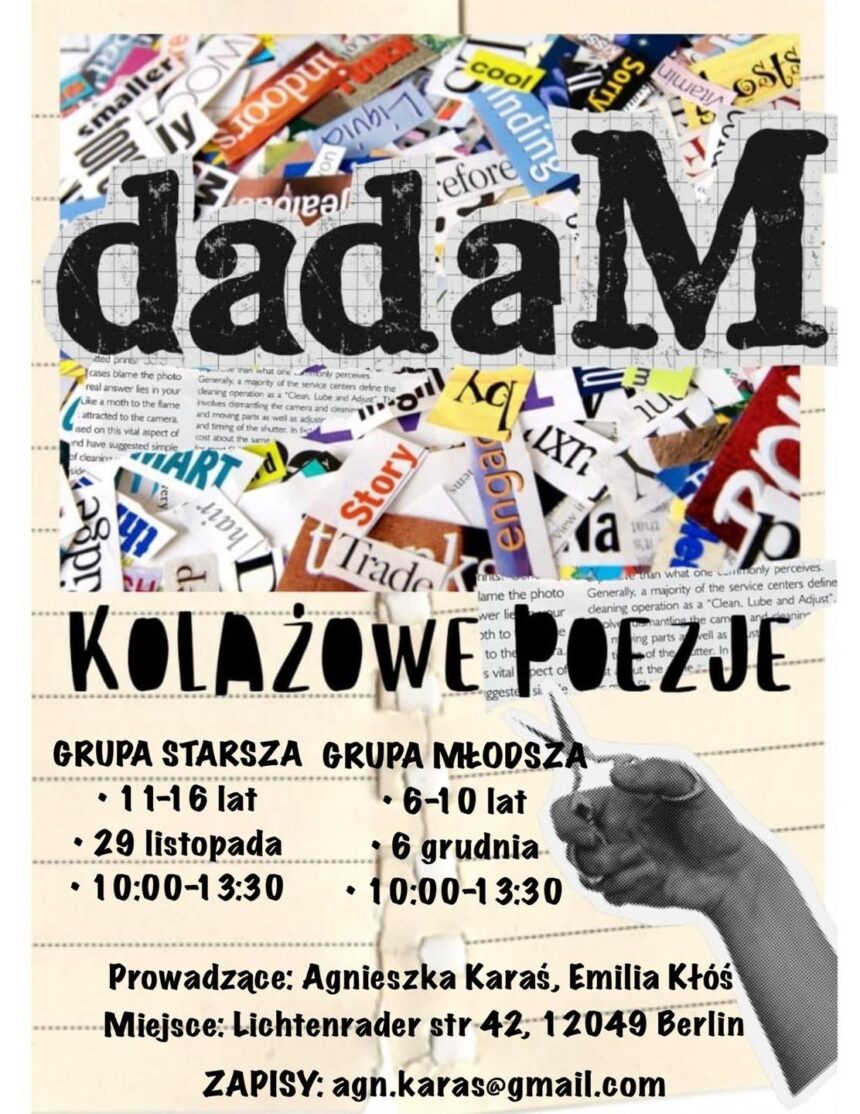 DADAm – kolażowe poezje 1 Dzieci tworzące wycinanki podczas warsztatów DADAm – kolażowe poezje w Berlinie