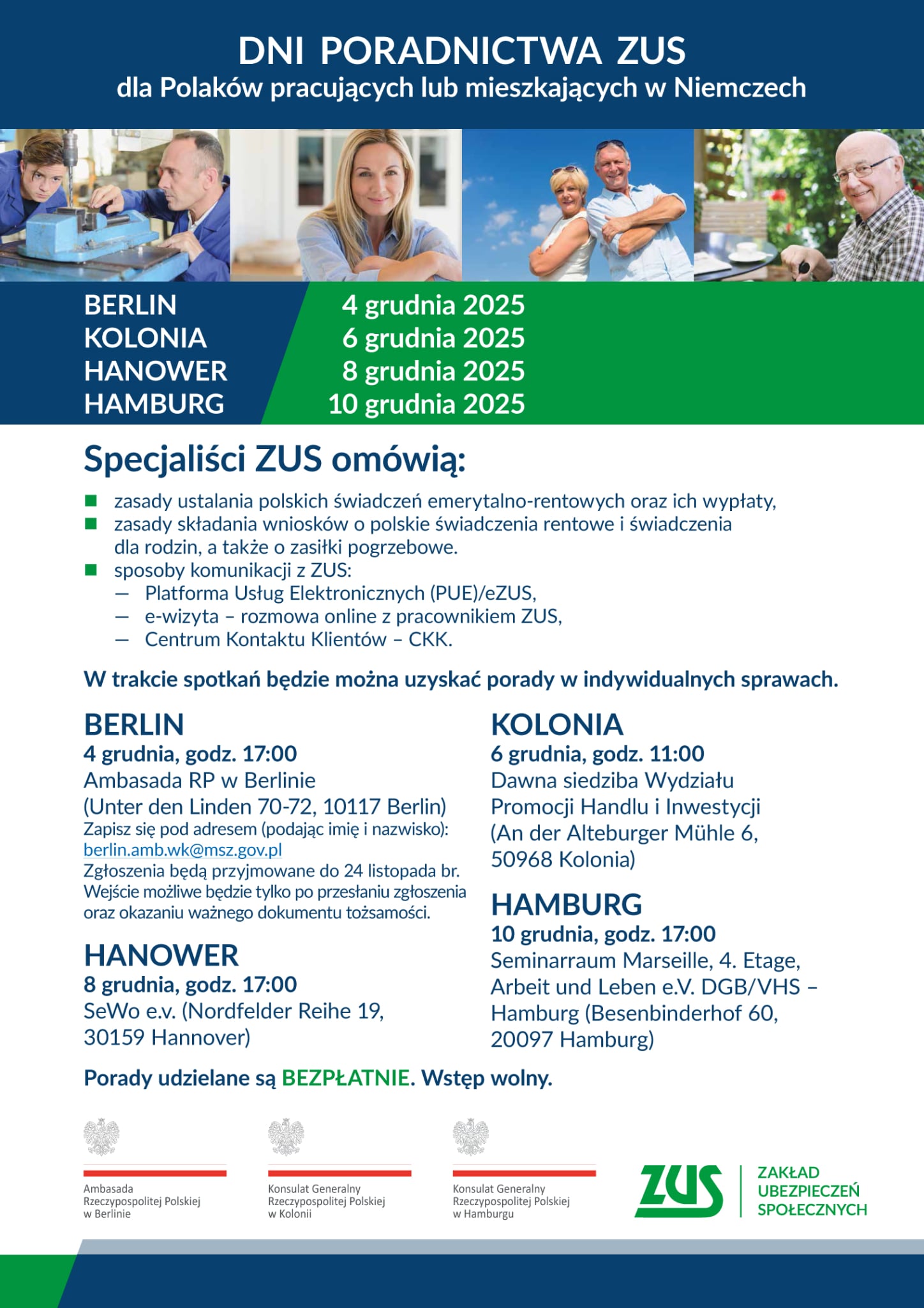 Dni Poradnictwa ZUS: Spotkanie informacyjne w Ambasadzie RP