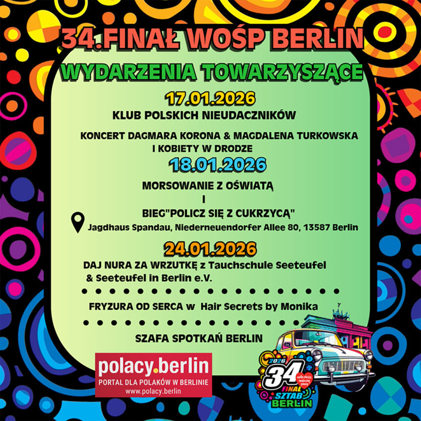 34. Finał WOŚP Berlin 2026 - Koncerty, Program i Aukcje 1 34. Finał WOŚP Berlin 2026 scena główna i koncerty w Gemeinschaftshaus Gropiusstadt