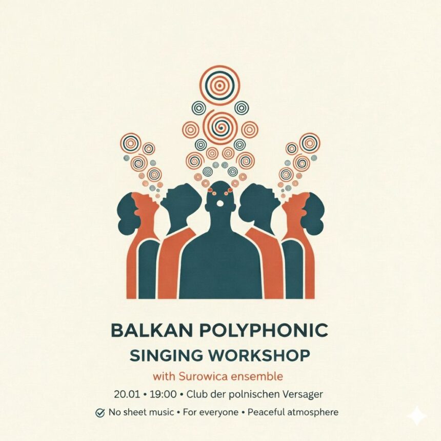Uczestnicy podczas warsztatów śpiewu bałkańskiego w Berlinie w Klubie Polskich Nieudaczników